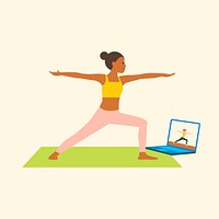 Online yoga class psd character flat graphic