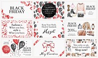 Black Friday sale template vector set for blog banners
