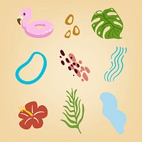 Tropical summer sticker collection design resource vector 