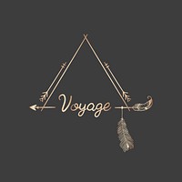 Voyage with rose gold arrows and feathers travel badge vector