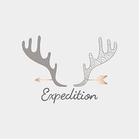 Expedition with a gray antler and a rose gold arrow travel badge vector