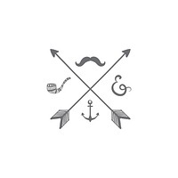 Crossing gray arrows with mustache and pipe badge vector