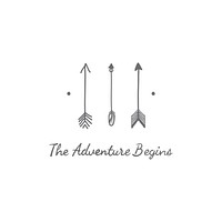 The adventure begins with three arrows travel badge vector