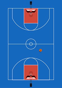 Aerial view of a basketball court