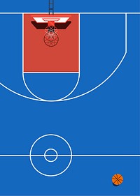 Aerial view of a basketball court
