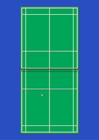 Aerial view of a badminton court