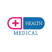 Blue and pink medical health care capsule symbol vector