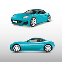 Blue sports car isolated on white vector