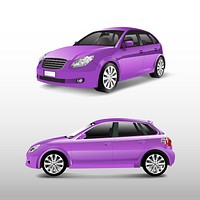 Purple hatchback car isolated on white vector
