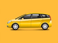 Yellow MPV minivan automobile vector