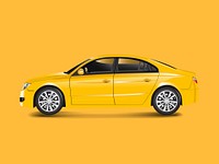 Yellow sedan car in a yellow background vector
