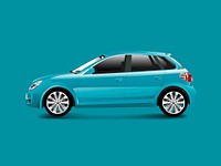 Blue hatchback car in a blue background vector