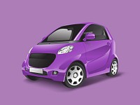 Purple compact hybrid car vector
