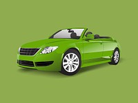 Green convertible in a green background vector