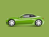 Green sports car in a green background vector