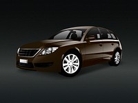 Brown SUV car in a black background vector