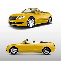 Yellow convertible car isolated on white vector