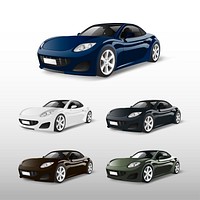 Set of sports cars isolated on white vectors