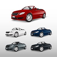 Set of colorful convertible car vector
