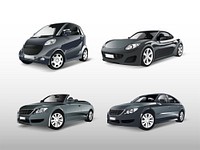 Set of various gray car vectors