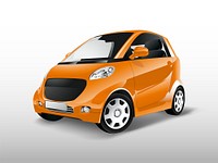 Orange compact hybrid car vector