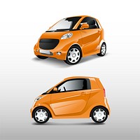 Orange compact hybrid car vector