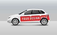 White hatchback car template vector for design