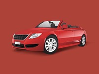 Red convertible in a red background vector