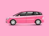 Pink MPV minivan automobile vector
