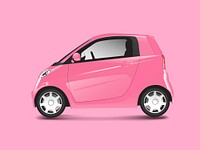 Pink compact hybrid car vector