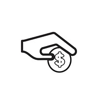 Hand with money coin icon vector
