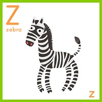Illustration of alphabet letter z with a zebra picture vector