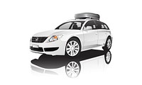 White SUV with a roof storage vector