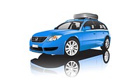 Blue SUV with a roof storage vector
