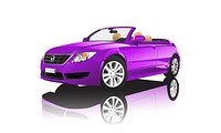 Purple convertible car isolated on white vector