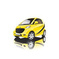 Yellow micro car isolated on white vector
