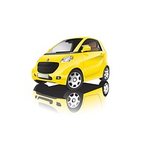 Yellow compact hybrid car vector