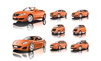 Set of various models of orange car vectors