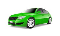 Green sedan car isolated on white vector