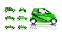 Set of various models of green car vectors