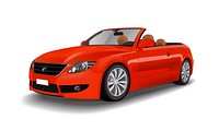 Red convertible car isolated on white vector