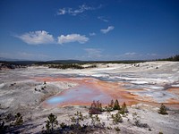 The Porcelain Basin, a thermally active area within Yellowstone National Park. Original image from <a href="https://www.rawpixel.com/search/carol%20m.%20highsmith?sort=curated&amp;page=1">Carol M. Highsmith</a>&rsquo;s America, Library of Congress collection. Digitally enhanced by rawpixel.
