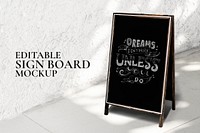 Chalkboard sign mockup psd for restaurant