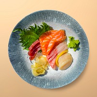 Sashimi on a plate, food photography psd