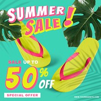 50% off summer sale promotion template advertisement