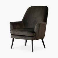 Black velvet chair psd mockup modern luxury furniture 
