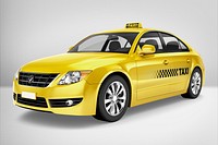 3D taxi, public transportation vehicle, realistic car psd