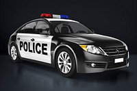 Police car, 3D rendering vehicle in realistic design psd