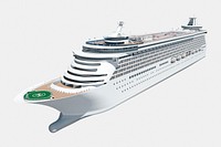 3D cruise ship, luxury boat port side psd