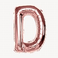 D alphabet rose gold balloon isolated on off white background
